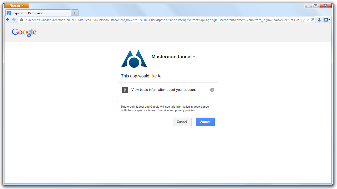 An image of the Google authentication