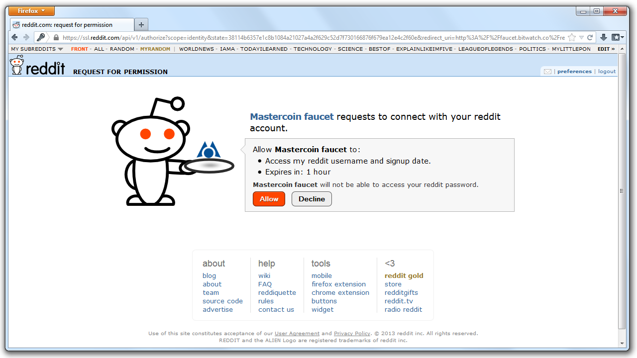 An image of the Reddit authentication
